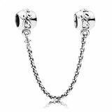Family Forever Safety Chain Charm 925 Sterling Silver Bead