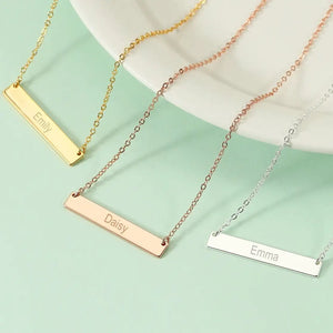 Custom Bar Necklace, Name Plate Necklace, Birthday Gift