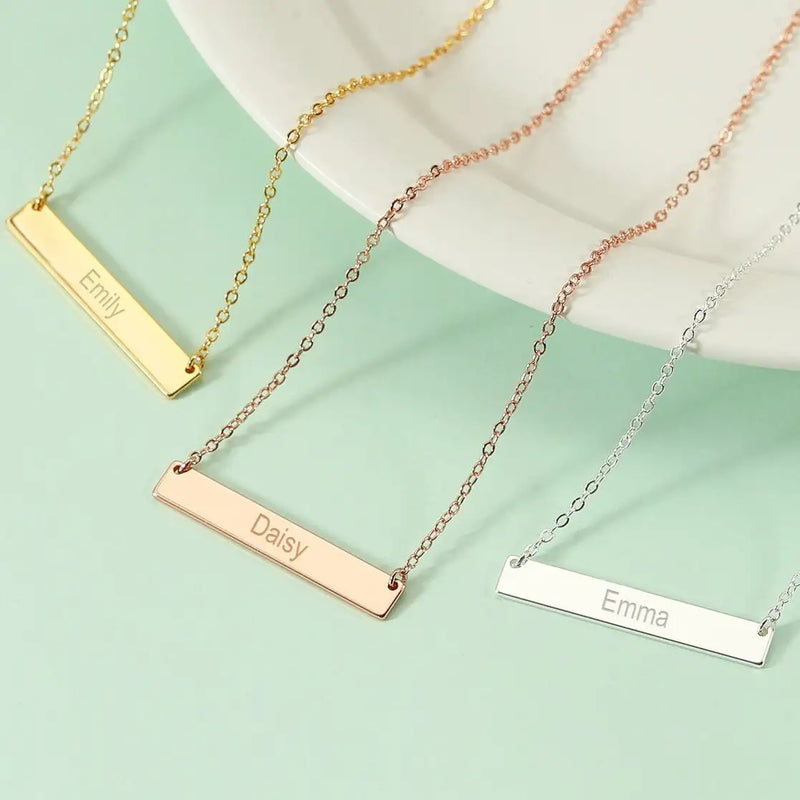Custom Bar Necklace, Name Plate Necklace, Birthday Gift