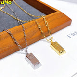 Copper Plated Pendant Clavicle Chain Bar Necklace for Senior Women