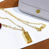 Copper Plated Pendant Clavicle Chain Bar Necklace for Senior Women