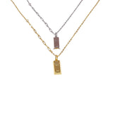 Copper Plated Pendant Clavicle Chain Bar Necklace for Senior Women