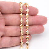 Beaded Flower Chain 5.8mm, 18K Brass, DIY Jewelry (#LK-416)
