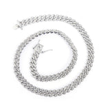 Zircon Cuban Chain Necklace Micro Pave CZ Collares Choker Silver