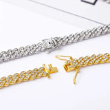 Zircon Cuban Chain Necklace Micro Pave CZ Collares Choker Silver