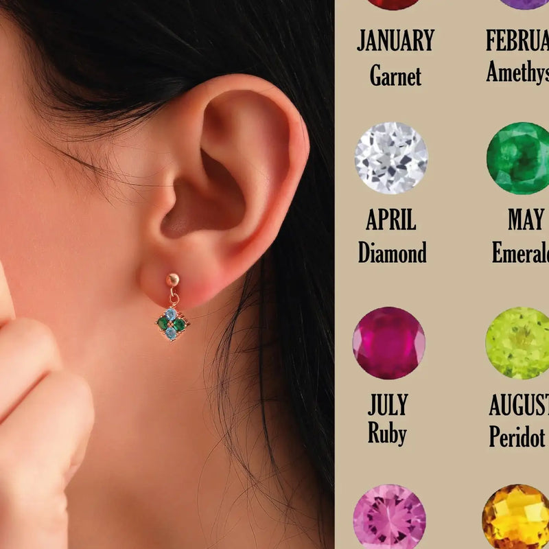 Custom Stone Cluster Stud Earrings, Minimalist Family Jewelry