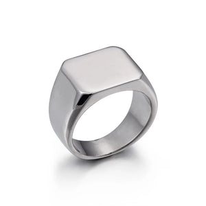 Men's Stainless Steel Ring Gold/Black Silver 15mm Square Year