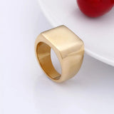Men's Stainless Steel Ring Gold/Black Silver 15mm Square Year