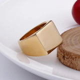 Men's Stainless Steel Ring Gold/Black Silver 15mm Square Year