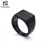 Men's Stainless Steel Ring Gold/Black Silver 15mm Square Year