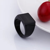 Men's Stainless Steel Ring Gold/Black Silver 15mm Square Year