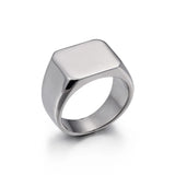 Men's Stainless Steel Ring Gold/Black Silver 15mm Square Year