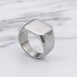 Men's Stainless Steel Ring Gold/Black Silver 15mm Square Year