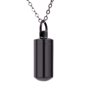 Stainless Steel Cylinder Memorial Urn Pendant Necklace