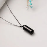 Stainless Steel Cylinder Memorial Urn Pendant Necklace