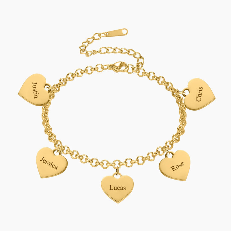 Personalized Hearts Bracelet Christmas Stainless Steel Bracelet