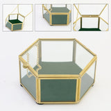 Vintage Glass Jewelry Box Lace Hexagon Organizer