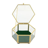 Vintage Glass Jewelry Box Lace Hexagon Organizer