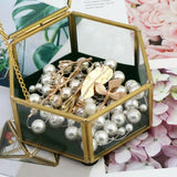 Vintage Glass Jewelry Box Lace Hexagon Organizer