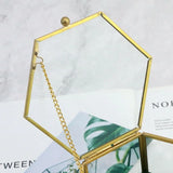 Vintage Glass Jewelry Box Lace Hexagon Organizer