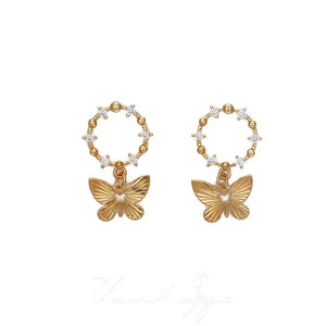 Butterfly Stud Earrings Rhinestone Women Jewelry