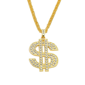 Money Dollar Sign Pendant Necklace Singer Charm Women Men Choker Jewelry