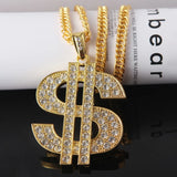 Money Dollar Sign Pendant Necklace Singer Charm Women Men Choker Jewelry