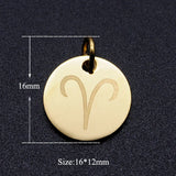 12 Zodiac Sign Charms Stainless Steel for Necklace DIY