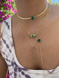 Green Tear Drop CZ Cuban Link Chain Necklace