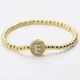 Stainless Steel Initial Letter Bracelet with Zircon Name, 4MM Beads, Gift