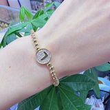 Stainless Steel Initial Letter Bracelet with Zircon Name, 4MM Beads, Gift