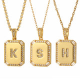 Pave Zircon A-Z Name Necklace for Women Stainless Steel