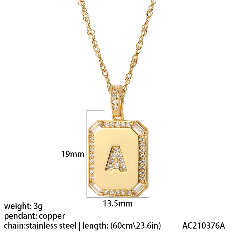 Pave Zircon A-Z Name Necklace for Women Stainless Steel