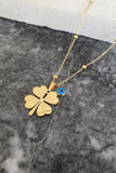 Stainless 4-Leaf Clover Long Barley Necklace for Women