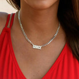 5MM Cuban Chain Name Necklace Stainless Steel Personalized Nameplate Charm