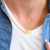 5MM Cuban Chain Name Necklace Stainless Steel Personalized Nameplate Charm