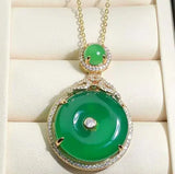925 Silver Chinese Green Jade Emerald Choker Necklace