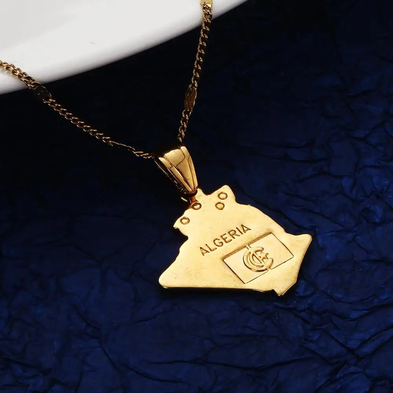 Algeria Map Pendant Necklace Algerians Women Girl Map Chain Jewelry