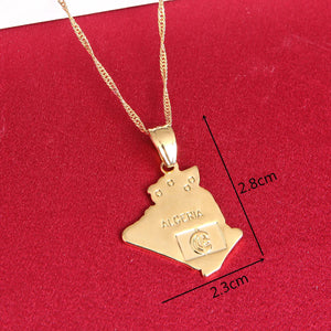 Algeria Map Pendant Necklace Algerians Map Jewelry