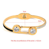 Roman Numerals Crystal Bangles Stainless Steel Bracelets