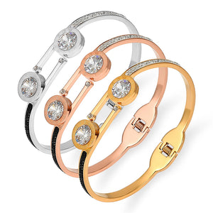 Roman Numerals Crystal Bangles Stainless Steel Bracelets