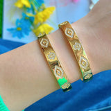 Women's Devil's Eye Hand of Fatima Bracelet with Zircon Hollow Heart