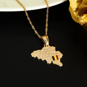Belgium Map Pendant Necklace National Flag Jewelry