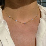 Blue/Green Flower CZ Pendant Necklace Collar