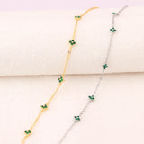 Blue/Green Flower CZ Pendant Necklace Collar