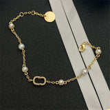 Pearl Bracelet with Lobster Clasp Letter Pendant