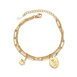 Crown Charm Double Chain Bracelet Stainless Steel Gift