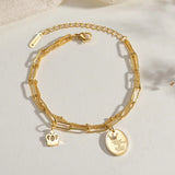 Crown Charm Double Chain Bracelet Stainless Steel Gift