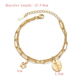 Crown Charm Double Chain Bracelet Stainless Steel Gift