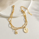 Crown Charm Double Chain Bracelet Stainless Steel Gift